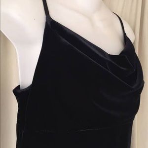 Ann Taylor Loft Full Length Velvet Dress Cowl Neck -black/deep blue color